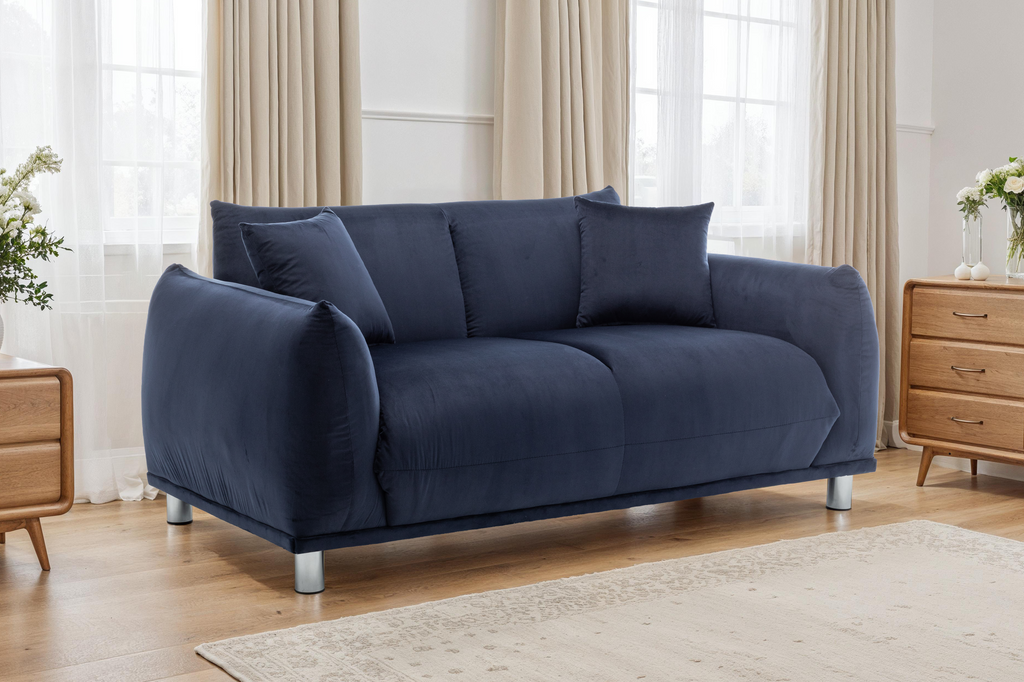 Velvet Navy Blue 2 Seater Murano Sofa