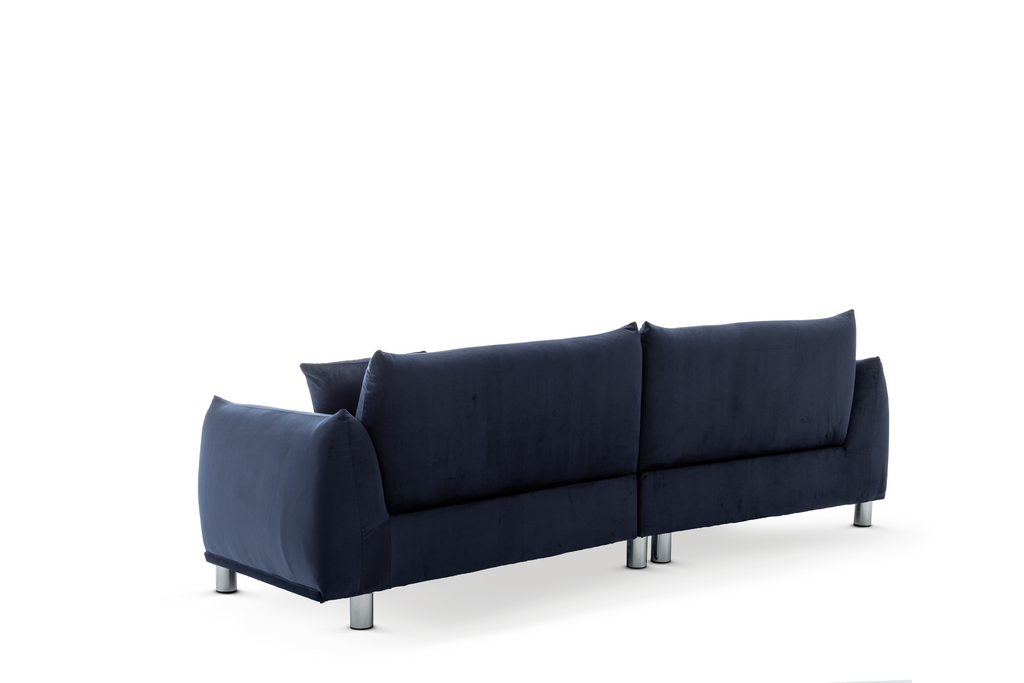 Velvet Navy Blue 3 Seater Murano Sofa