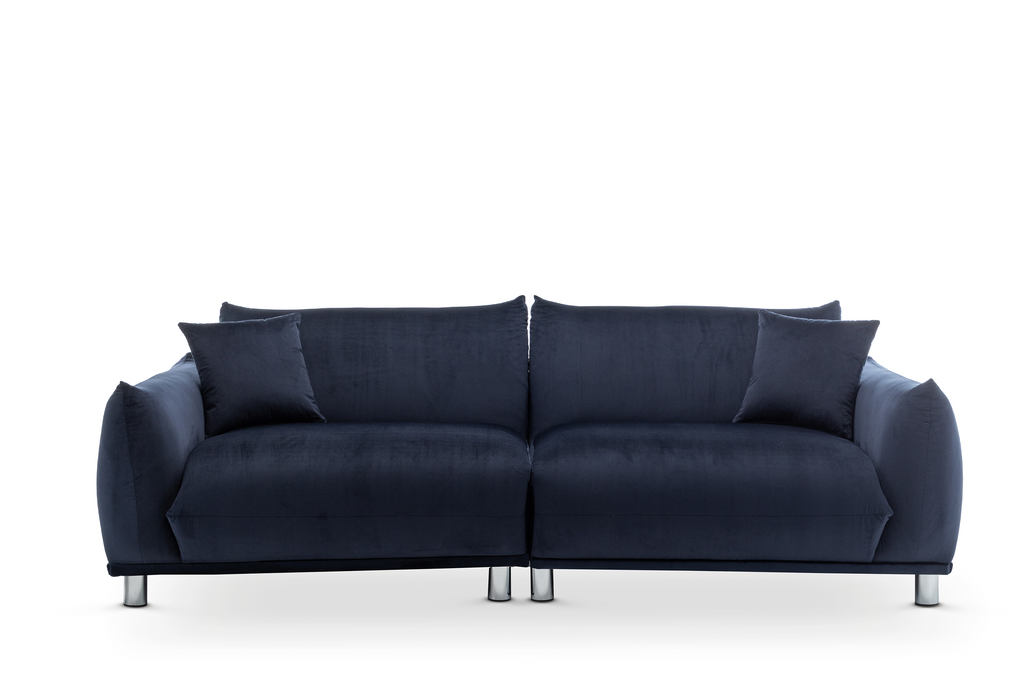 Velvet Navy Blue 3 Seater Murano Sofa