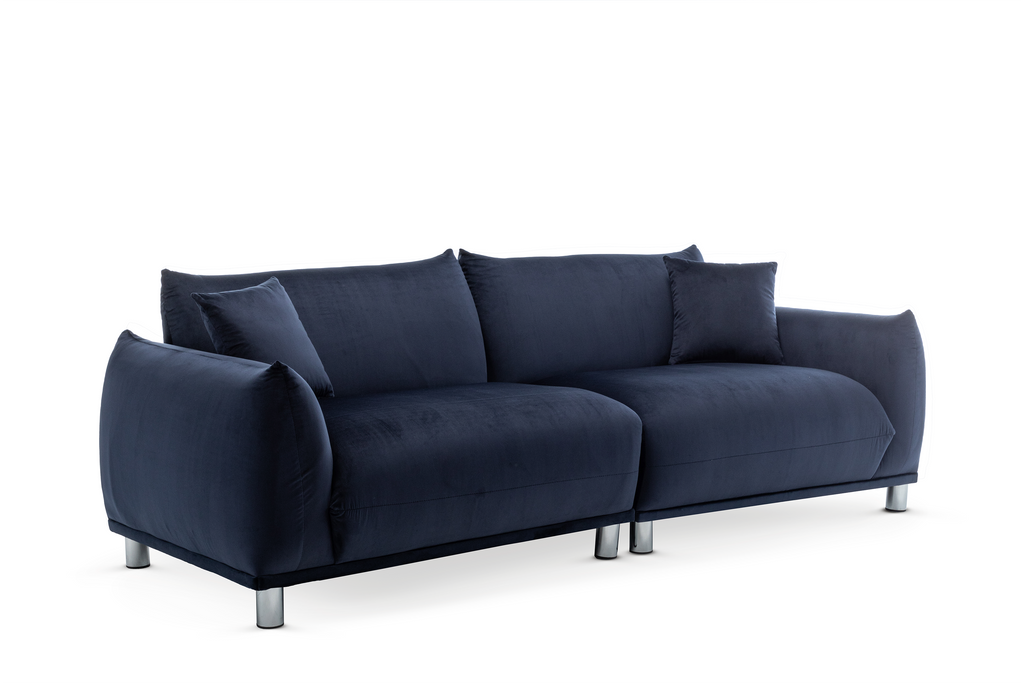 Velvet Navy Blue 3 Seater Murano Sofa