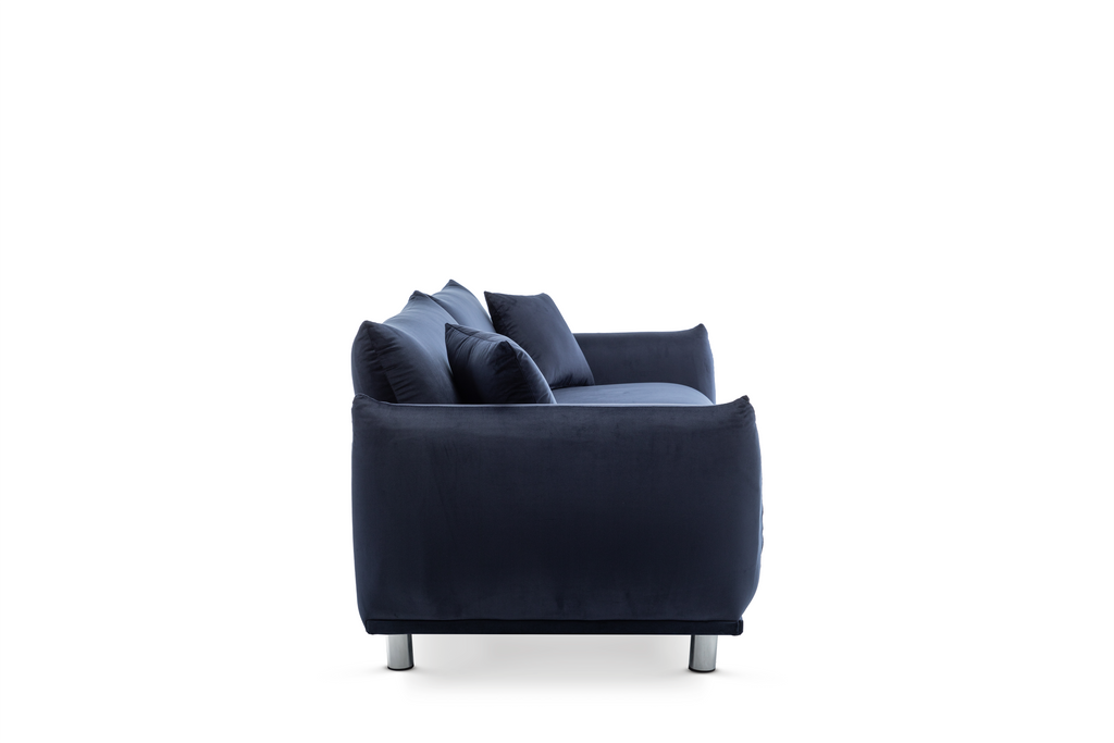 Velvet Navy Blue 3 Seater Murano Sofa