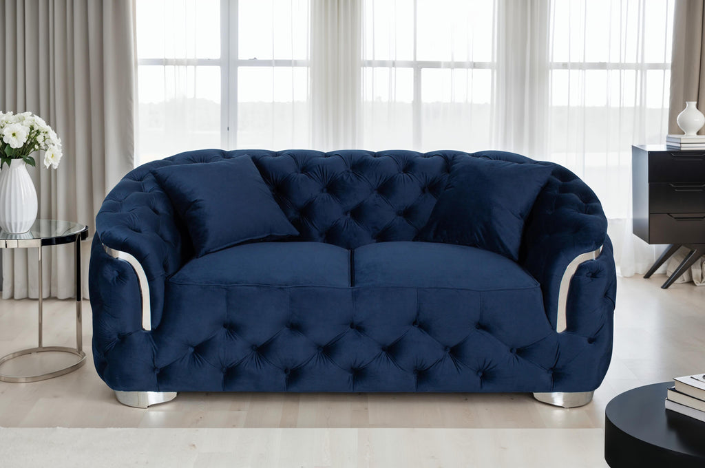 Velvet Navy Blue 2 Seater Aveley Sofa