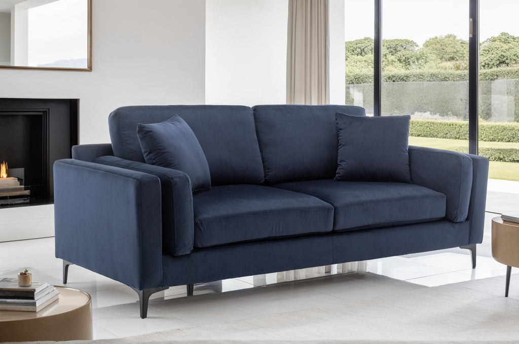 Velvet Navy Blue 3 Seater Sofa MARGHERA Background