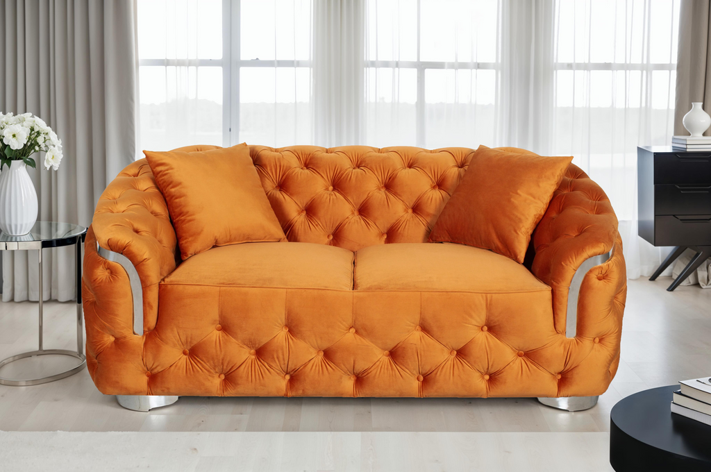 Velvet Orange 2 Seater Aveley Sofa