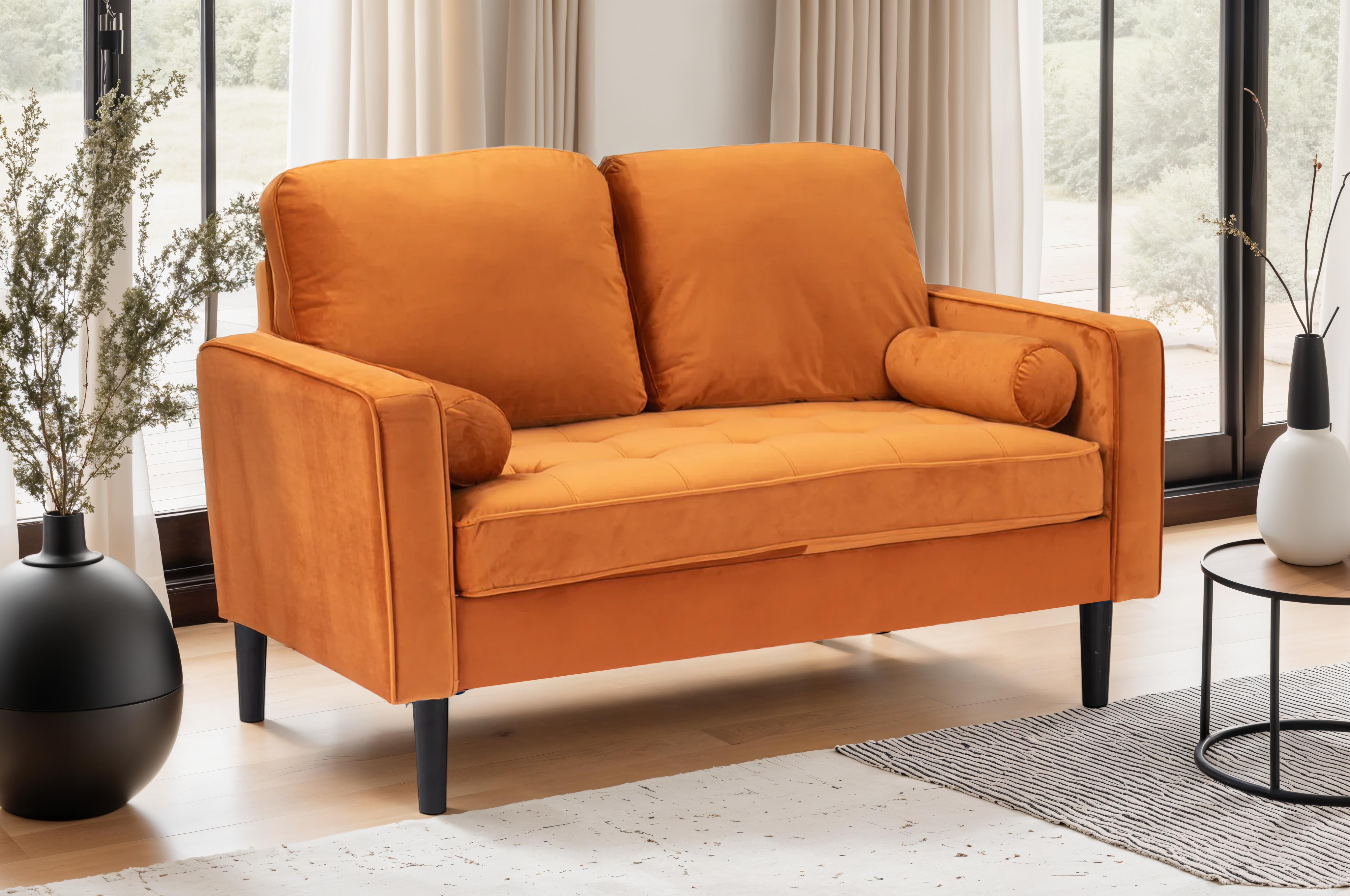 Seater Brindisi Orange Velvet Sofa – Lovesofas