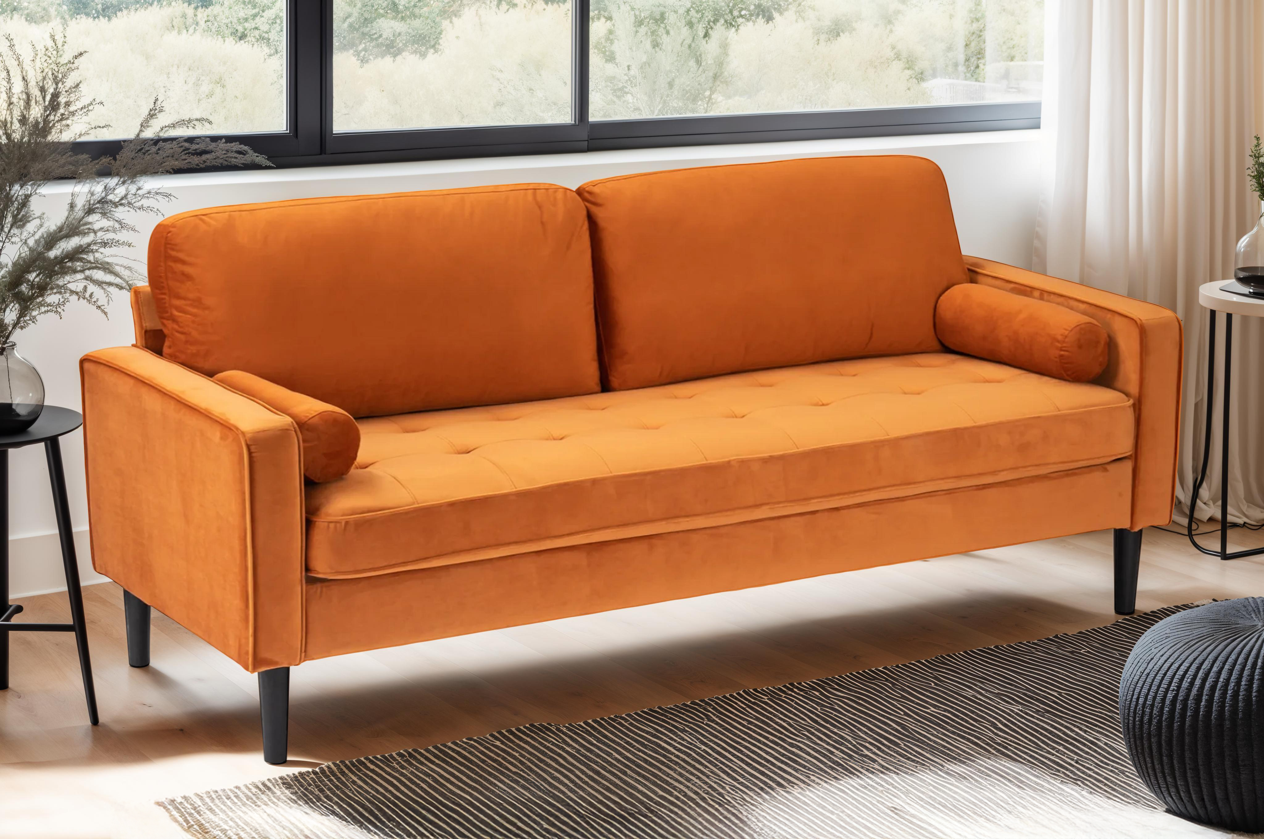 Velvet Orange Seater Sofa BRINDISI – Lovesofas - Main Image