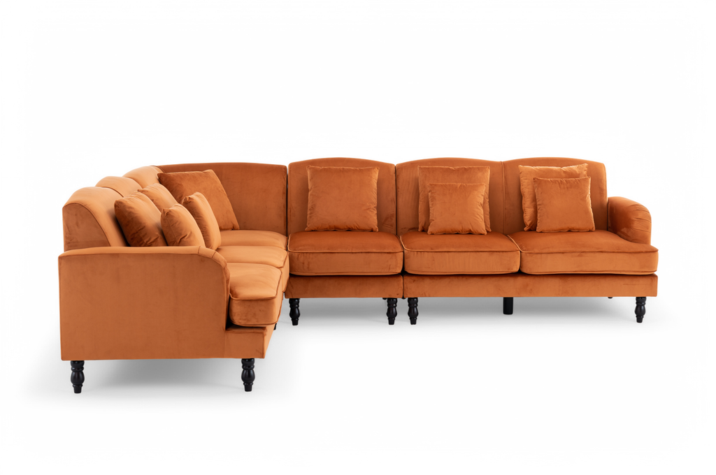 Velvet Orange Modular Corner Sofa 2C3/3C2 ASHTON