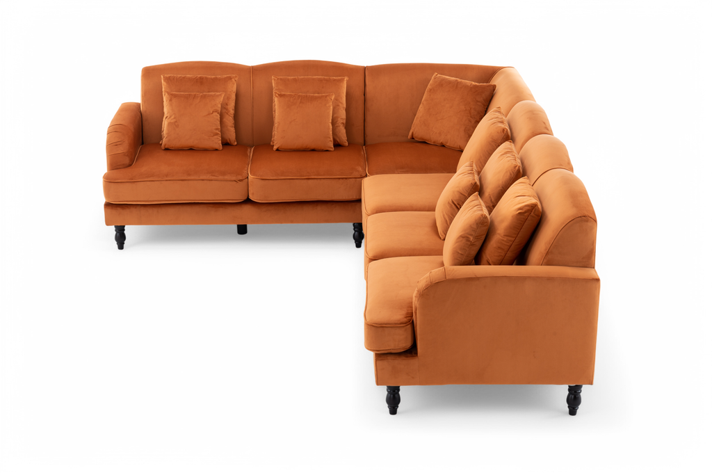 Velvet Orange Modular Corner Sofa 2C3/3C2 ASHTON