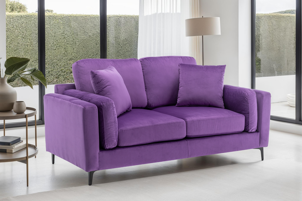 Velvet Purple 2 Seater Sofa MARGHERA Background