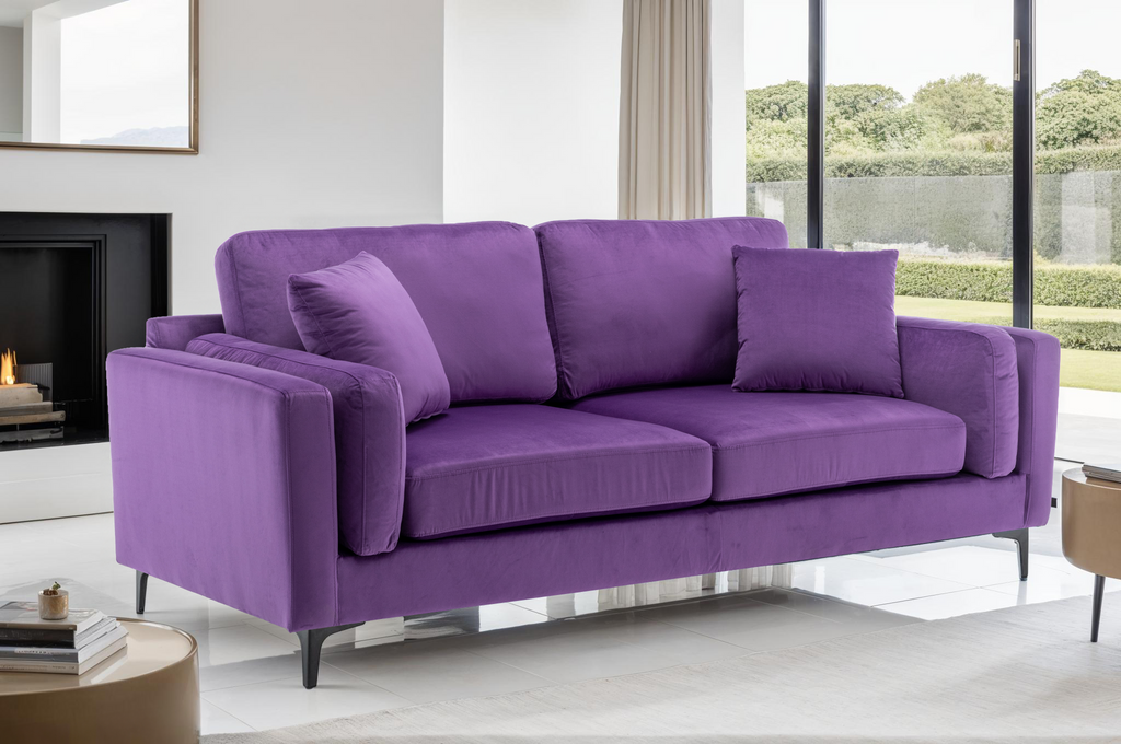 Velvet Purple 3 Seater Sofa MARGHERA Background