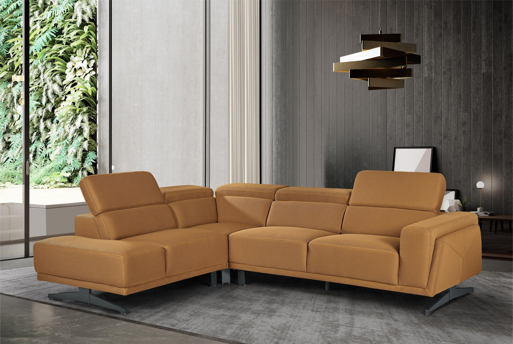 Vinci Orange Mesh Fabric Corner Sofa Left Hand Facing