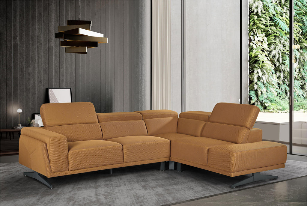 Vinci Orange Mesh Fabric Corner Sofa Right Hand Facing