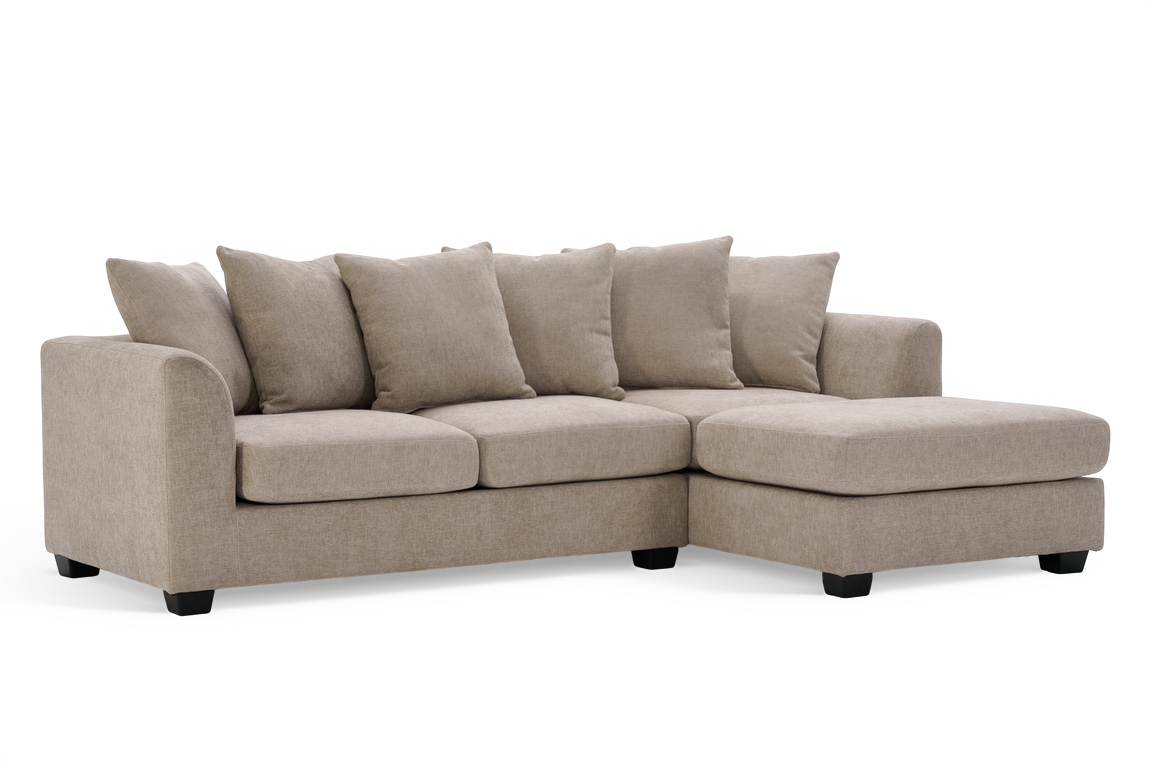 Beige Chenille 2C1 Corner Sofa with Chaise CHLOE