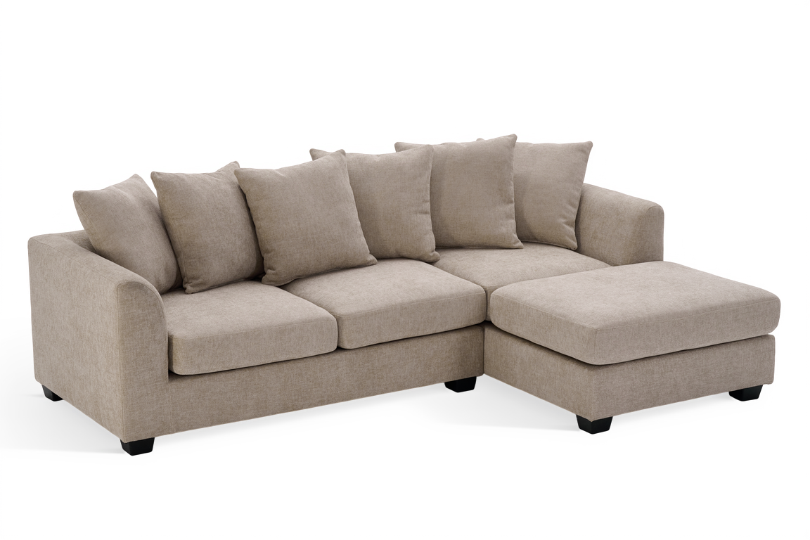 Beige Chenille 2C1 Corner Sofa with Chaise CHLOE