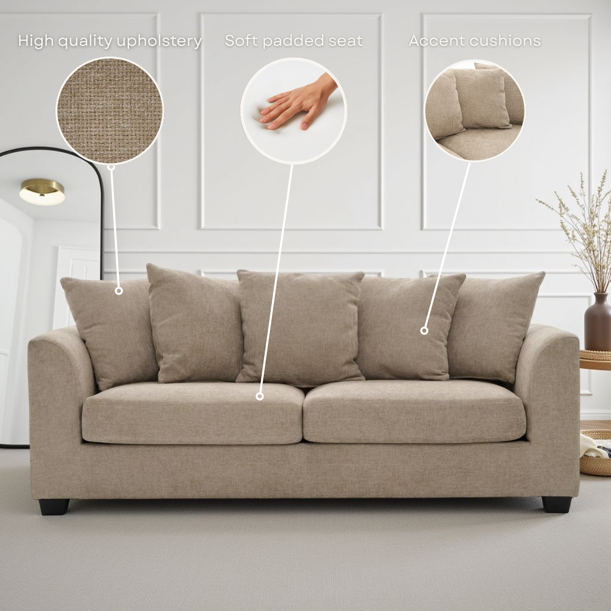 Grey Chenille 2 Seater Sofa CHLOE
