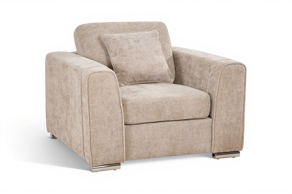Woven Chenille Beige 1 Seater Sofa LOGAN