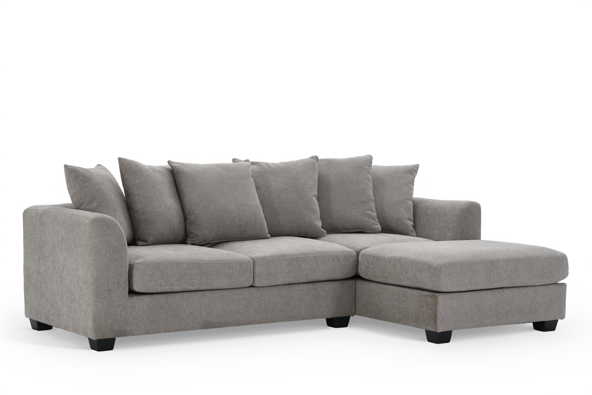 Grey Chenille 2C1 Corner Sofa with Chaise CHLOE