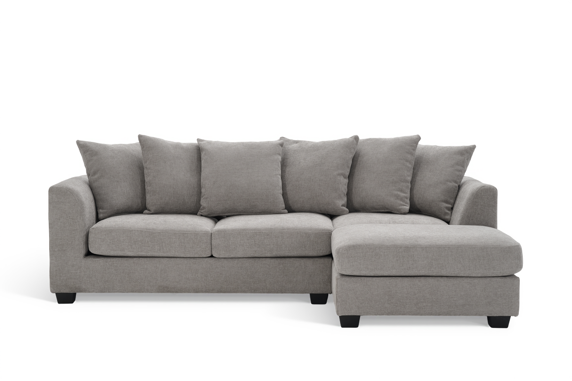 Grey Chenille 2C1 Corner Sofa with Chaise CHLOE