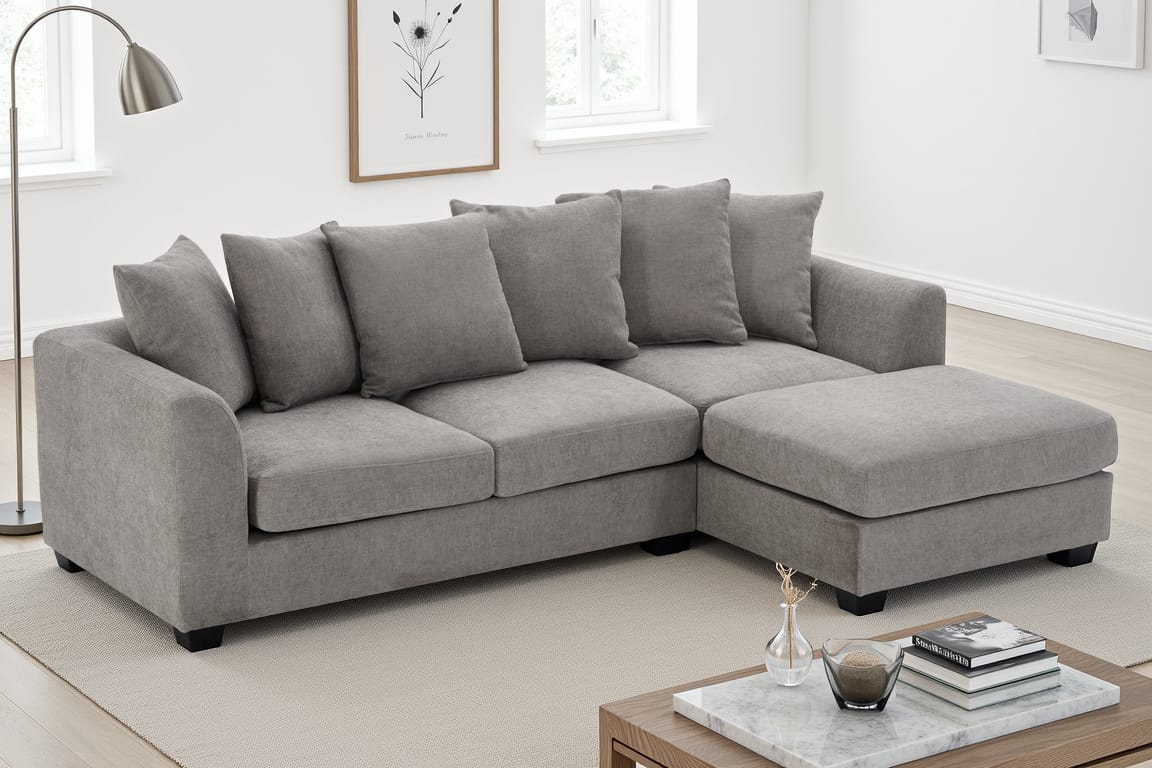 Grey Chenille 2C1 Corner Sofa with Chaise CHLOE