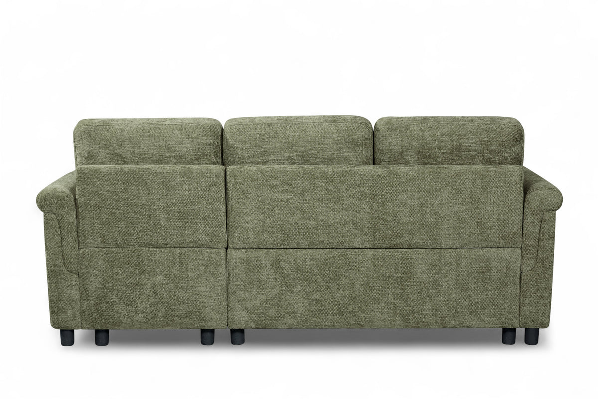 Woven Chenille Green 2C1 Corner Sofabed with Chaise OSCAR