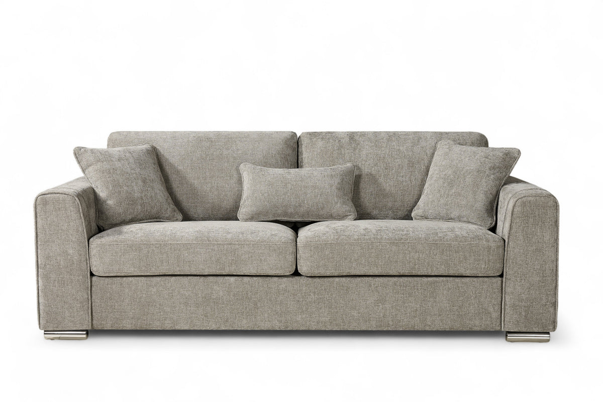 Woven Chenille Grey 3 Seater Sofa LOGAN