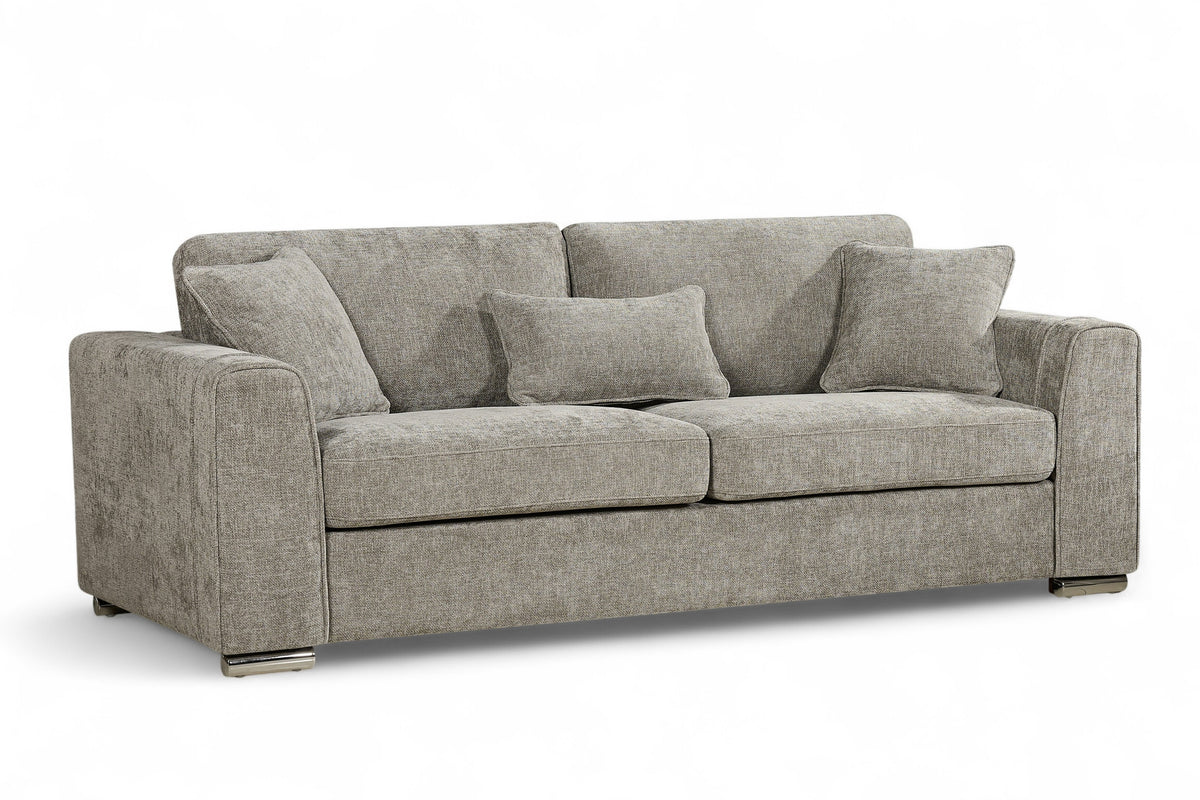 Woven Chenille Grey 3 Seater Sofa LOGAN