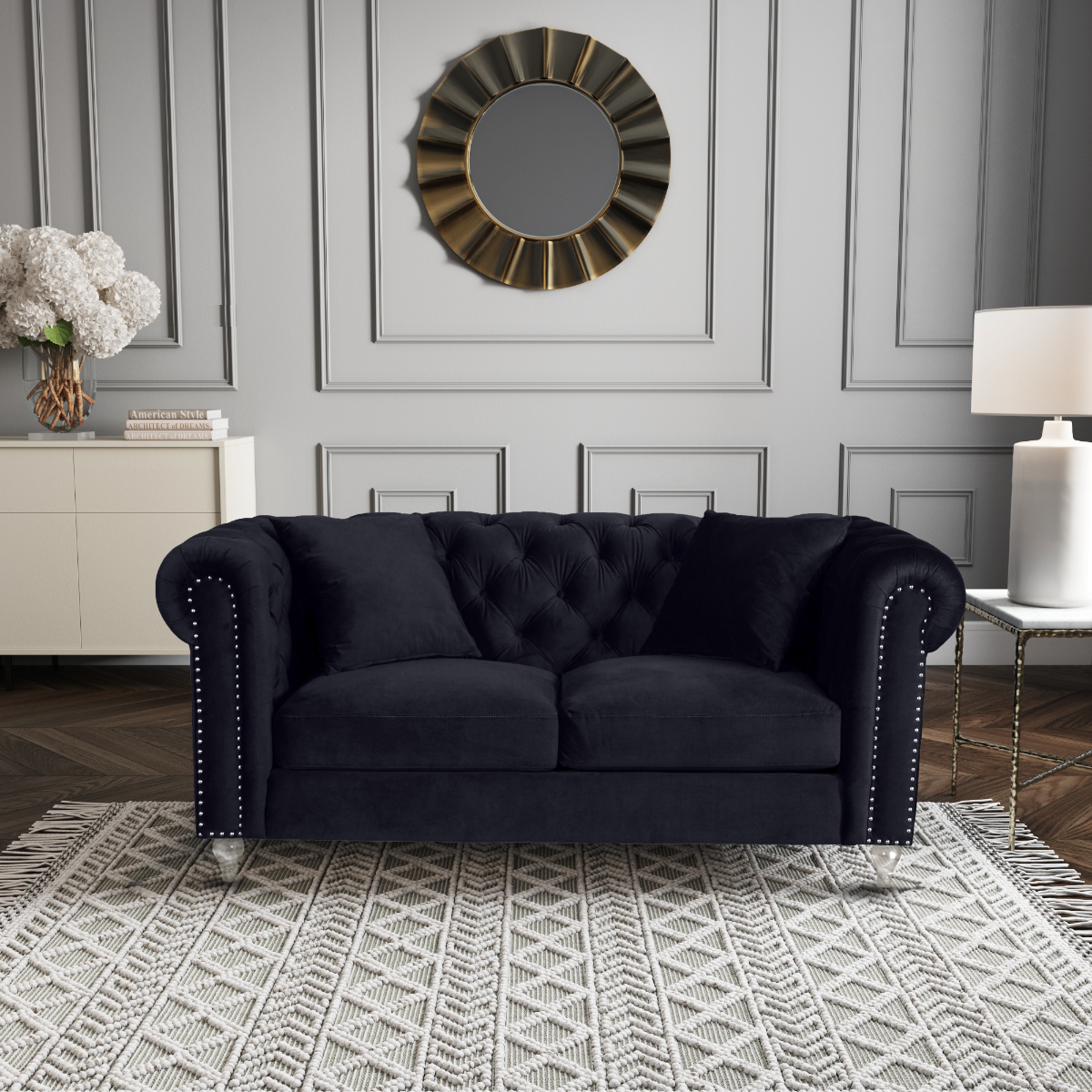 Crushed discount velvet chesterfield