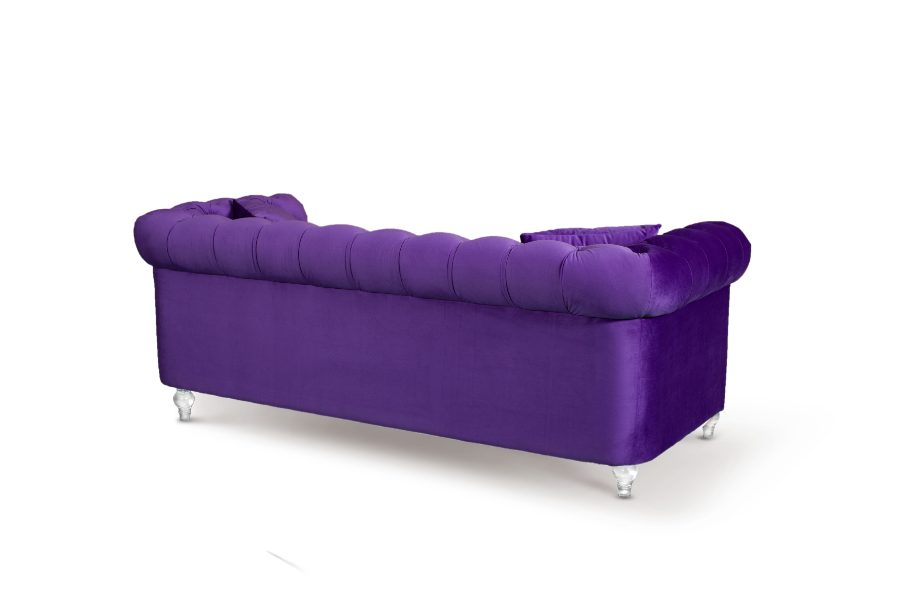 Velvet Camden Purple 3 Seater Chesterfield Sofa With Acrylic Feet