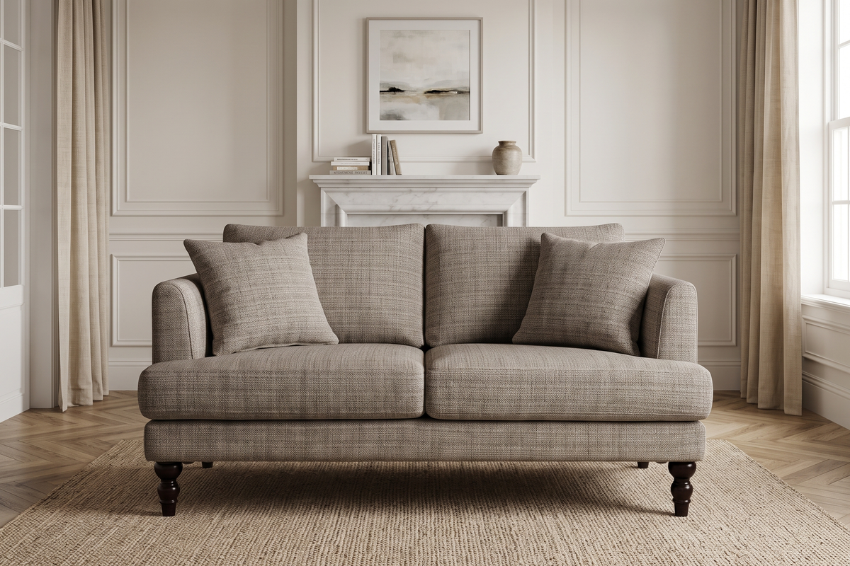 Cocoa Brown Chenille Fabric 2 Seater Sofa RAVELLO