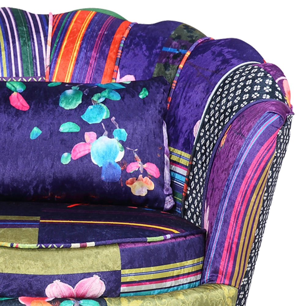 Fabric Patchwork 1 Seater Accent Sofa DAISY