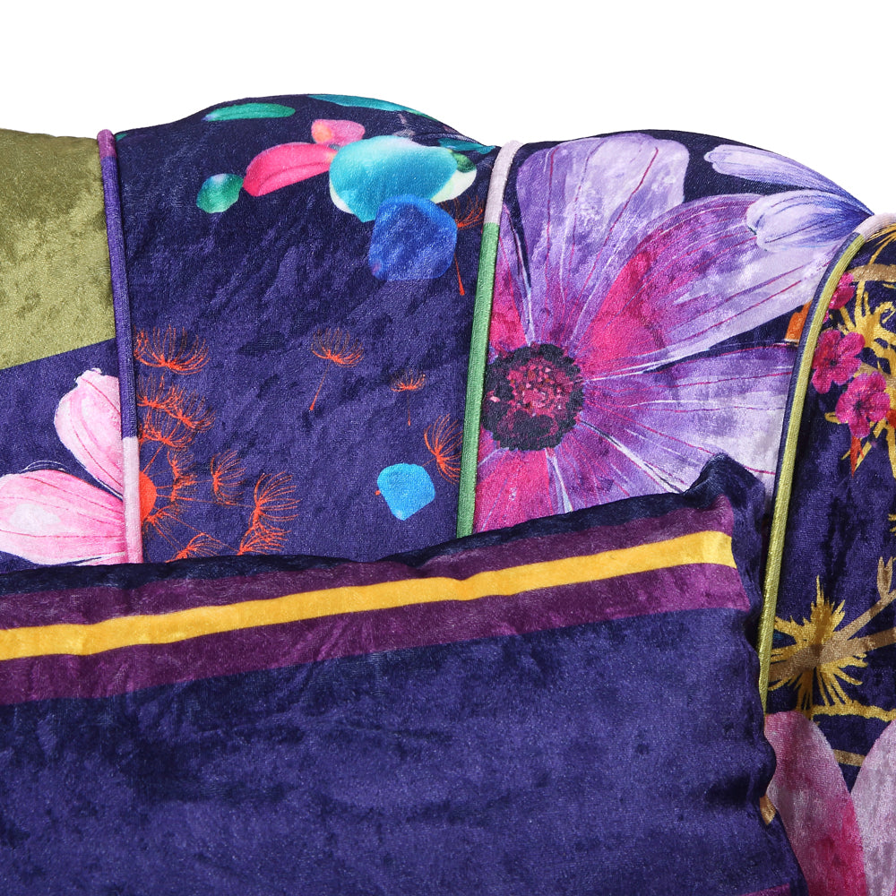 Fabric Patchwork 1 Seater Accent Sofa DAISY