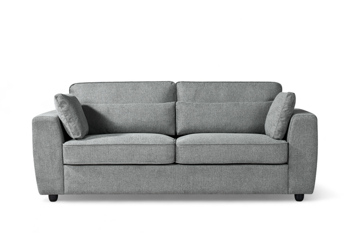 dark grey chenille 3 seater sofa with two bolster cushions and two accent cushions