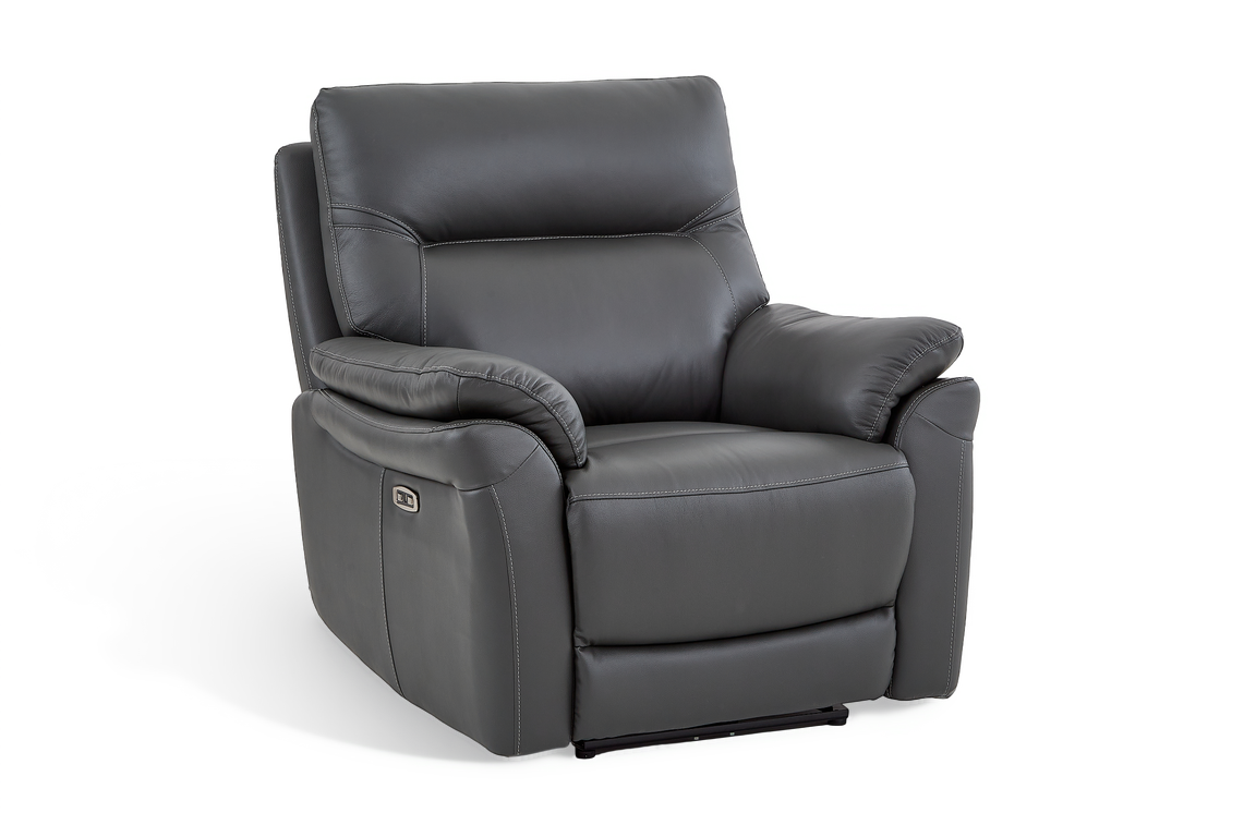 Dark Grey Leather Electric 1 Seater Recliner Chair CINECITTA