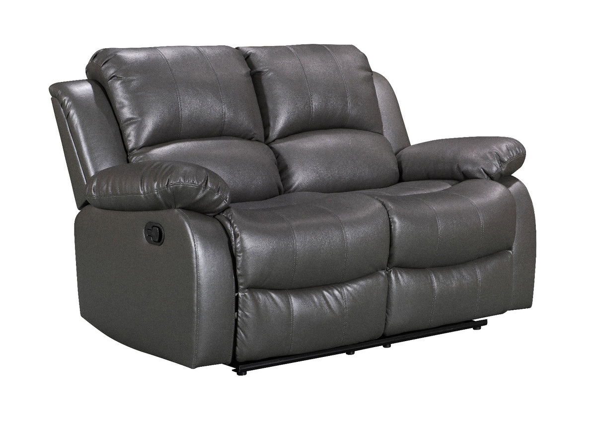 Faux Leather Grey 2 Seater Manual Recliner Sofa VALENCIA