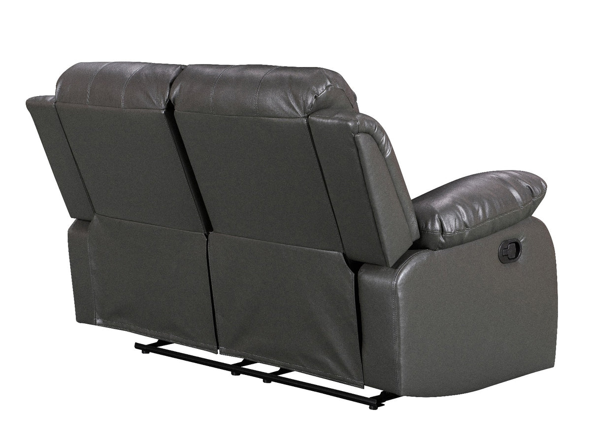 Faux Leather Grey 2 Seater Manual Recliner Sofa VALENCIA