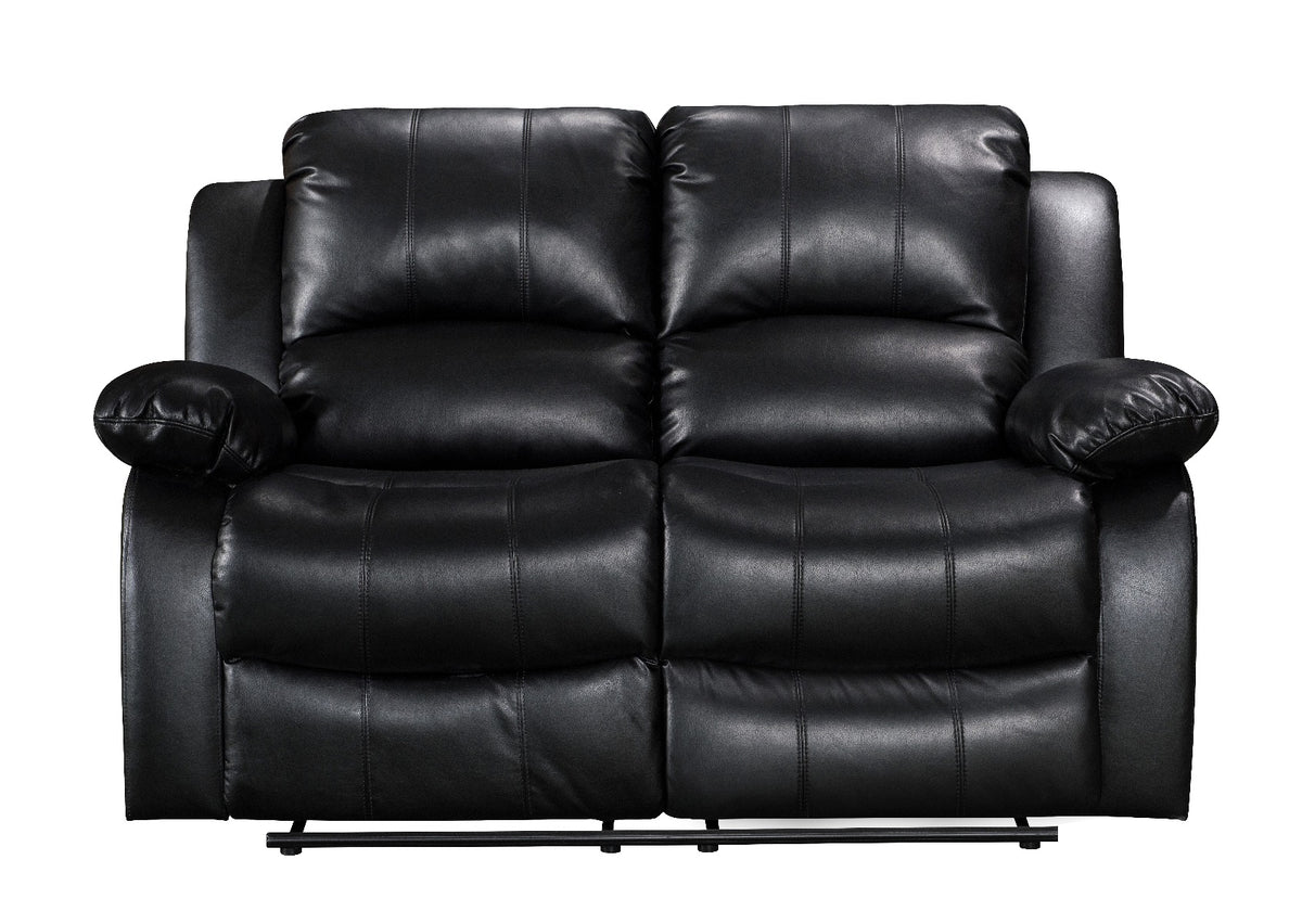 Faux Leather Black 2 Seater Manual Recliner Sofa VALENCIA