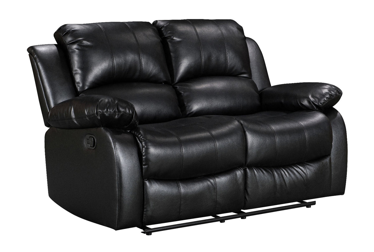 Faux Leather Black 3 + 2 Seater Manual Recliner Sofa Set VALENCIA