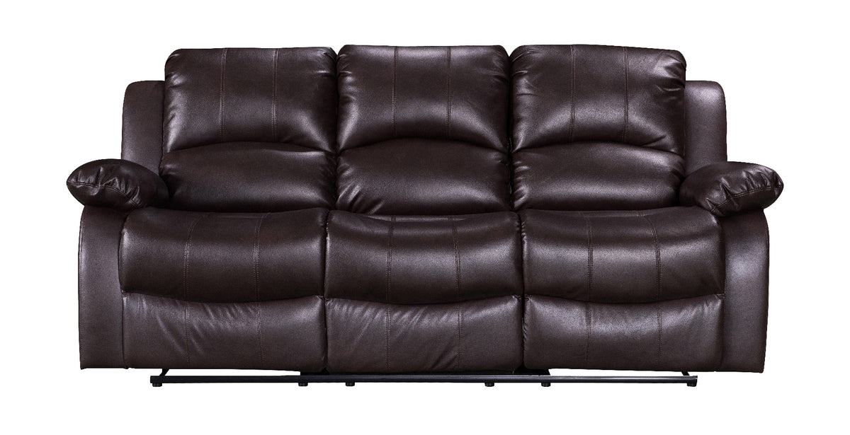 Faux Leather Brown 3 Seater Manual Recliner Sofa VALENCIA