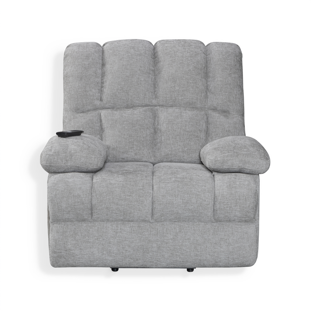 grey chenille electric lift riser recliner