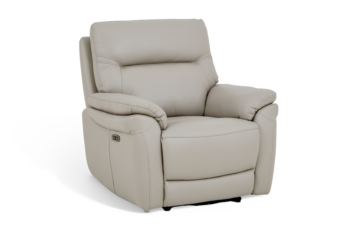 Grey Leather Electric 1 Seater Recliner Chair CINECITTA