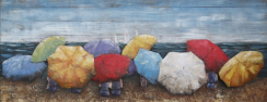 UMBRELLAS 3D METAL WALL DECOR ON WOODEN BACKGROUND 150 CM X 60 CM (ED1902) - FA