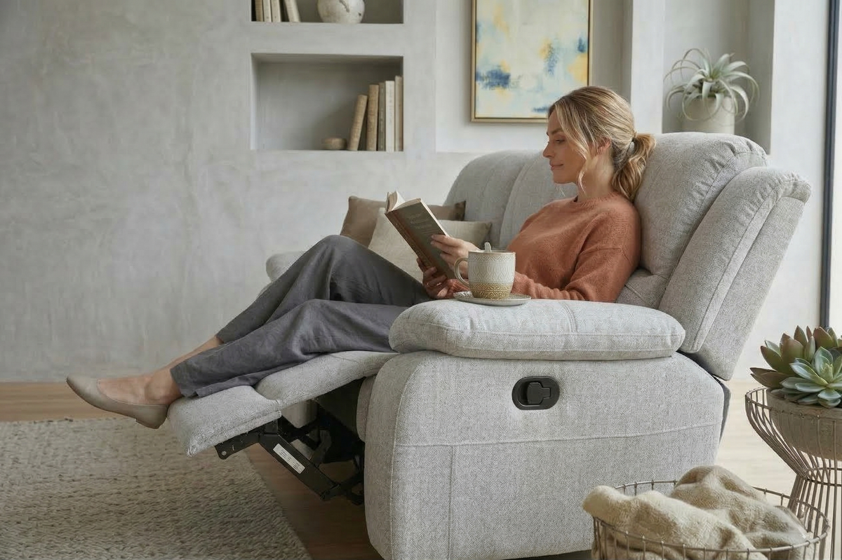 Fabric Beige 2 Seater Recliner Sofa VARESA